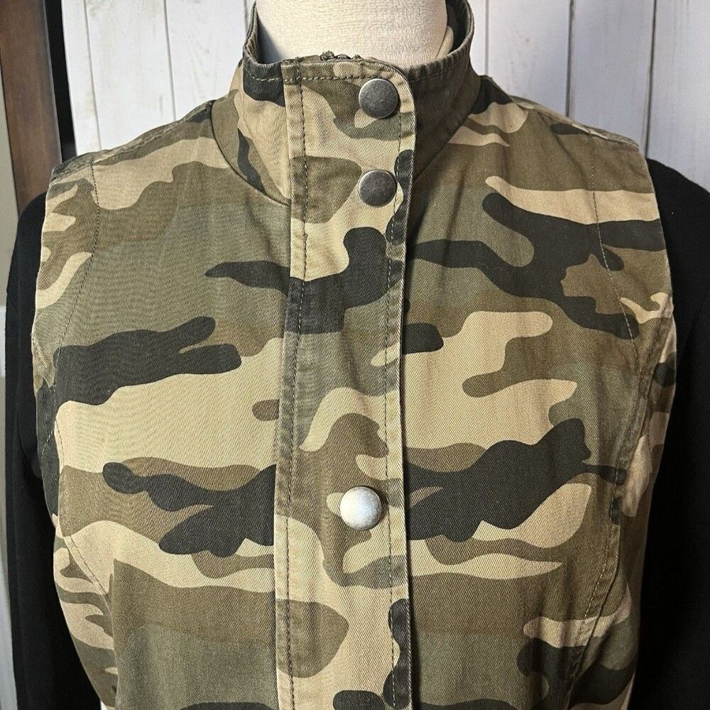 Ci Sono Women’s Camouflage Vest Drawstring Waist Snap & Zipper Military Small